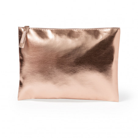 Nécessaire métallisé en simili cuir avec fermeture éclair pour femme