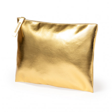 Nécessaire métallisé en simili cuir avec fermeture éclair pour femme
