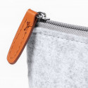 Porte-monnaie en feutre gris avec fermeture éclair et tirette en simili cuir à offrir