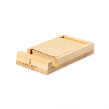 Porte-notes en bambou avec support intégré pour mobile