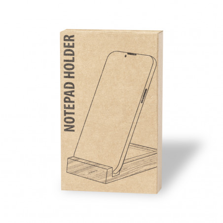 Porte-notes en bambou avec support intégré pour mobile