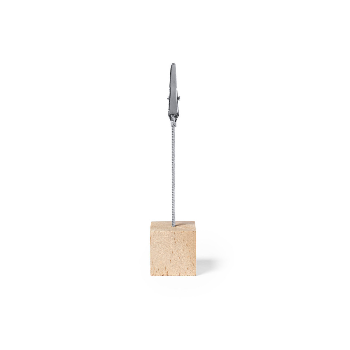 Support avec clip et base cubique en bois pour détail