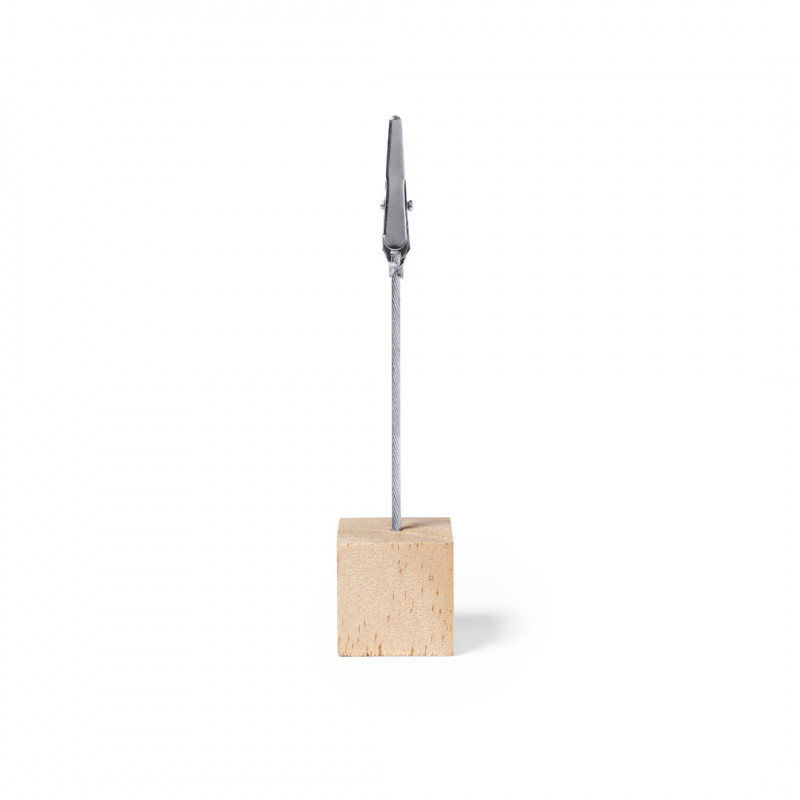 Support avec clip et base cubique en bois pour détail