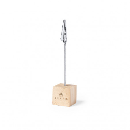 Support avec clip et base cubique en bois pour détail
