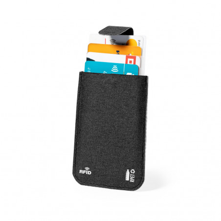 Porte-cartes noir magnétique avec mécanisme d'extraction et technologie RFID à offrir lors d'événements