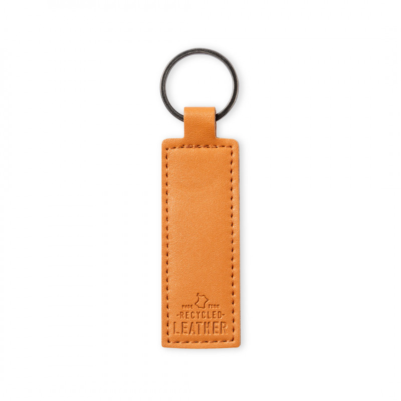 Porte-clés rectangulaire en cuir recyclé à offrir