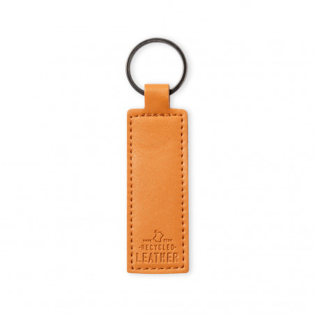 Porte-clés rectangulaire en cuir recyclé à offrir