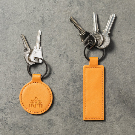 Porte-clés rectangulaire en cuir recyclé à offrir