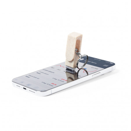 Porte-clés support pour smartphone fabriqué en paille de blé