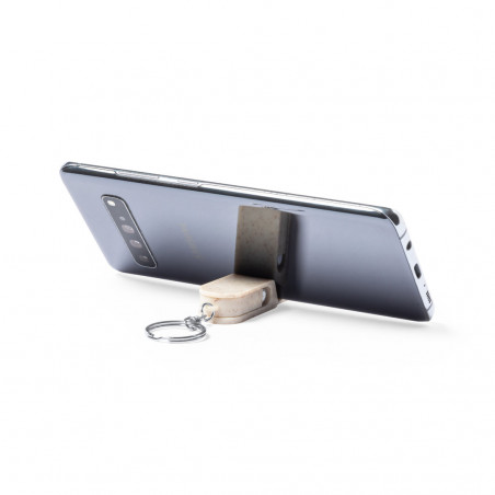 Porte-clés support pour smartphone fabriqué en paille de blé