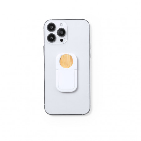 Support multifonction pour mobile avec pièce de monnaie en bambou intégrée