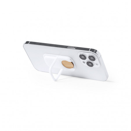Support multifonction pour mobile avec pièce de monnaie en bambou intégrée