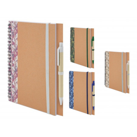 Cahier et stylo en carton recyclé a5