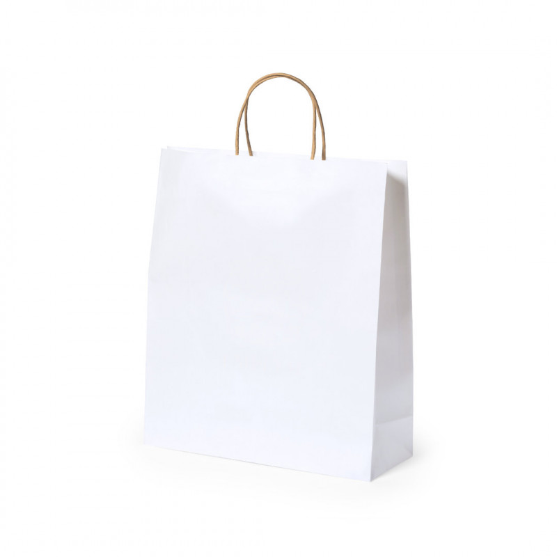 Sac blanc avec anses en ton naturel pour présentation L