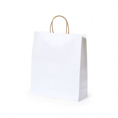 Sac blanc avec anses en ton naturel pour présentation L