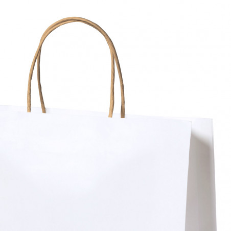 Sac blanc avec anses en ton naturel pour présentation L