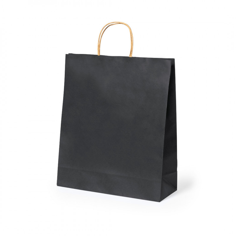 Sac noir L en papier recyclé avec anses nature