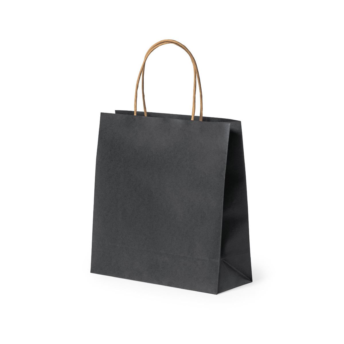 Sac noir S en papier recyclé avec poignées naturelles