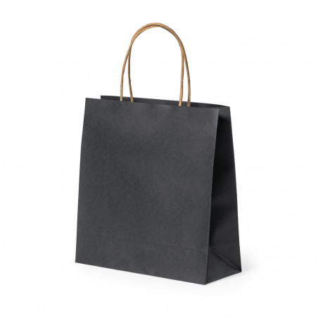 Sac noir S en papier recyclé avec poignées naturelles