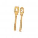 Cuillère et spatule de cuisine en bambou avec des motifs de Noël