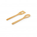 Cuillère et spatule de cuisine en bambou avec des motifs de Noël