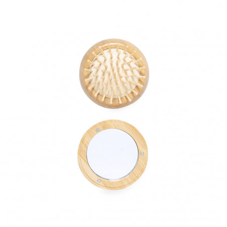 Brosse avec miroir de poche avec fermeture magnétique