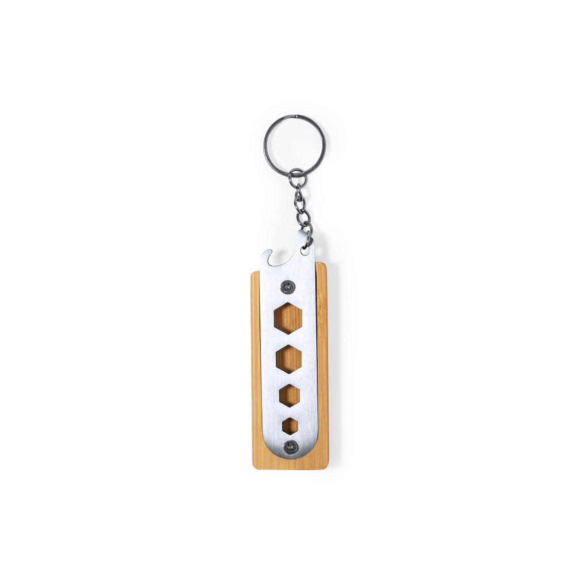 Porte-clés multifonction avec ouvre-bouteille en acier inoxydable