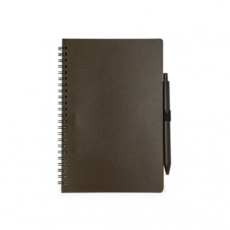 Stylo avec cahier à lignes spirales en marron