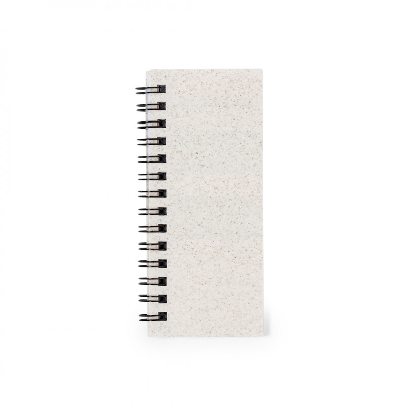Bloc notes avec des feuilles à rayures blanches et postez le