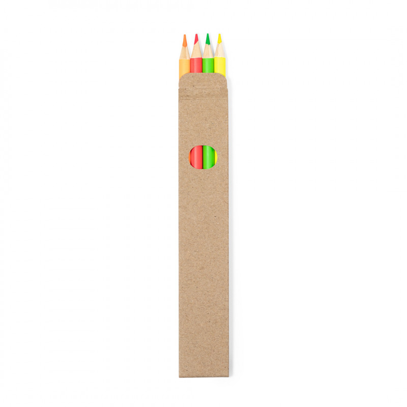 Crayons fluo de 4 couleurs en boîte en carton pour des détails enfantins