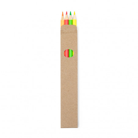 Crayons fluo de 4 couleurs en boîte en carton pour des détails enfantins