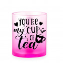 Tasse en verre mate translucide avec dégradé de couleur