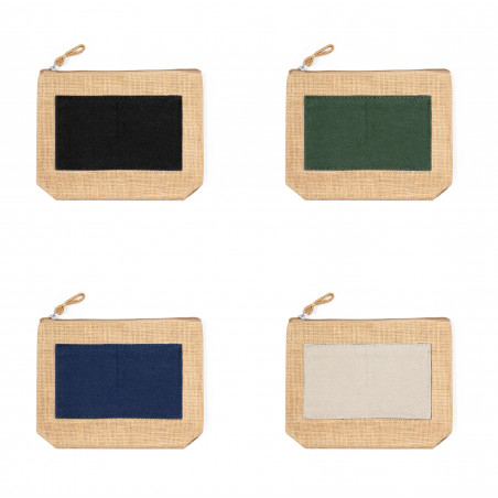 Nécessaire en jute et coton multi-usages avec fermeture éclair à offrir