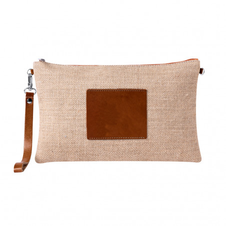 Trousse de toilette en jute avec détails multifonctionnels en similicuir avec poignée