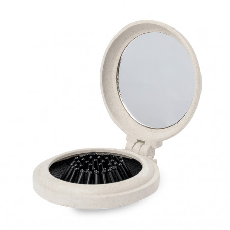 Miroir avec brosse pliable en paille de blé à offrir