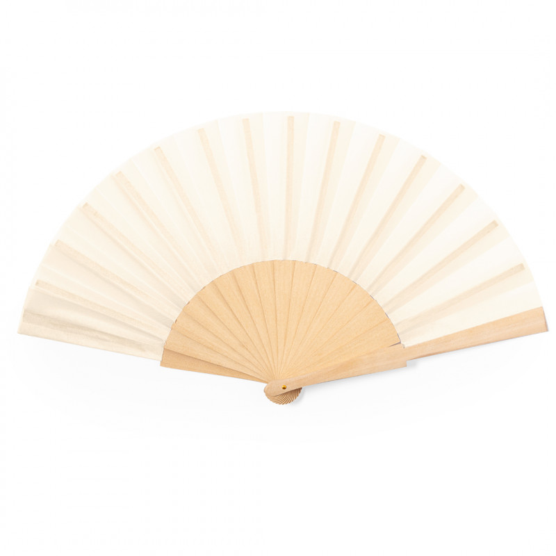 Éventail en couleur naturelle en coton et bois pour l\'été