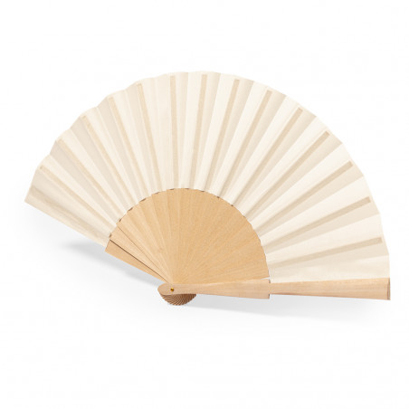 Éventail en couleur naturelle en coton et bois pour l\'été