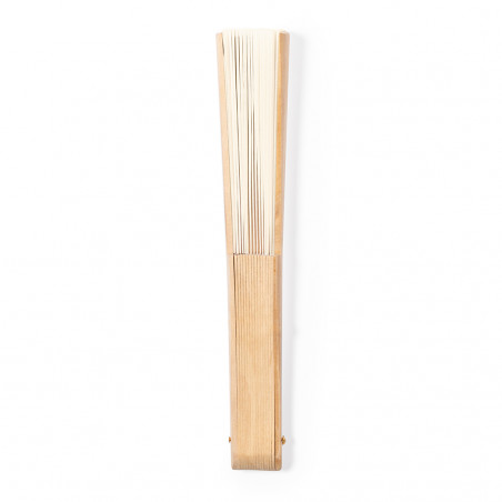 Éventail en couleur naturelle en coton et bois pour l\'été