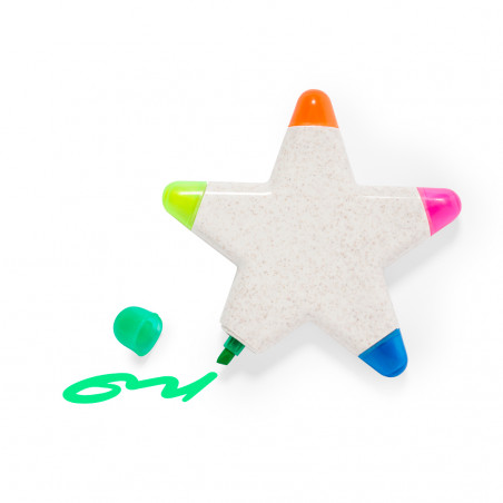 Marqueur fluorescent avec plusieurs couleurs en forme d'étoile