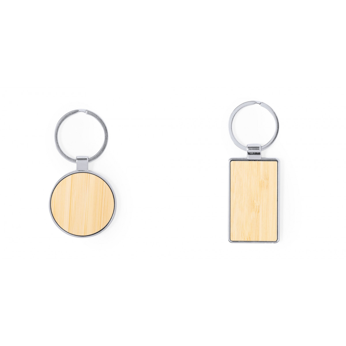 Porte-clés en bambou avec bord métallique en formes