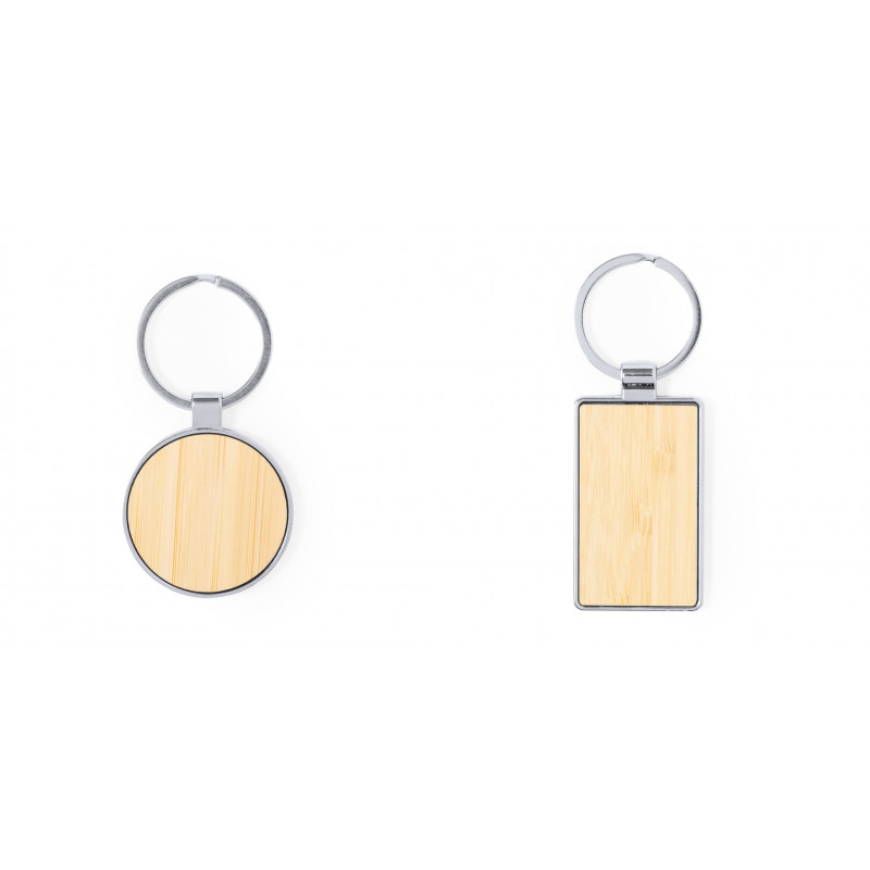 Porte-clés en bambou avec bord métallique en formes