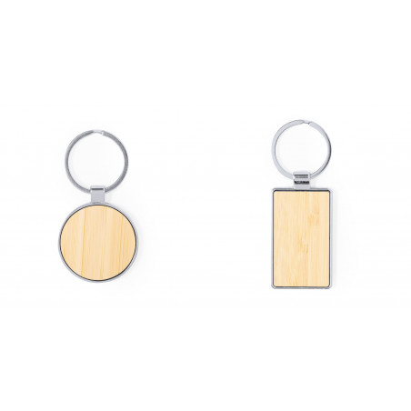 Porte-clés en bambou avec bord métallique en formes