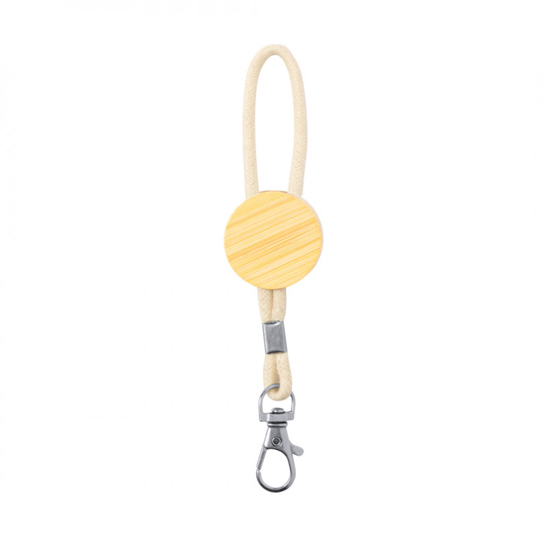 Porte-clés en bambou avec cordon en coton