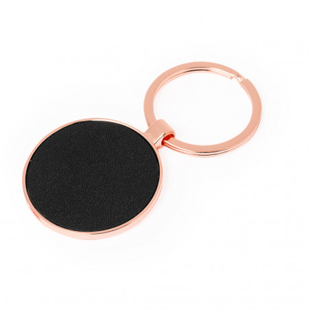 Porte-clés couleur cuivre et simili cuir circulaire ou rectangulaire