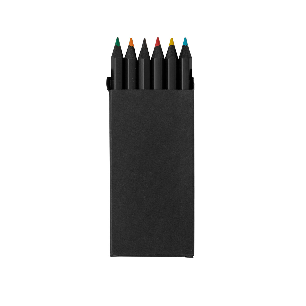 Ensemble de crayons dans une boîte avec des finitions noires pour un détail enfantin