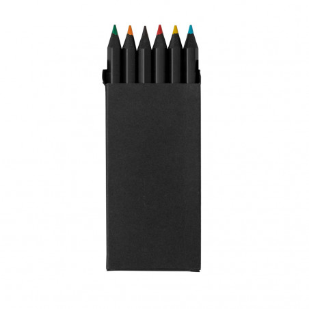 Ensemble de crayons dans une boîte avec des finitions noires pour un détail enfantin
