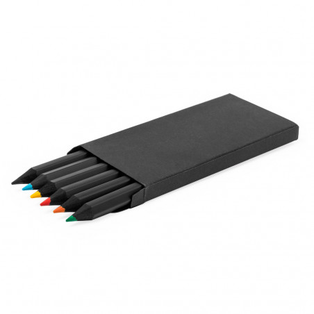 Ensemble de crayons dans une boîte avec des finitions noires pour un détail enfantin