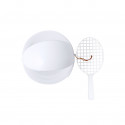 Set de raquette et ballon de plage réunis par un élastique de couleur blanche