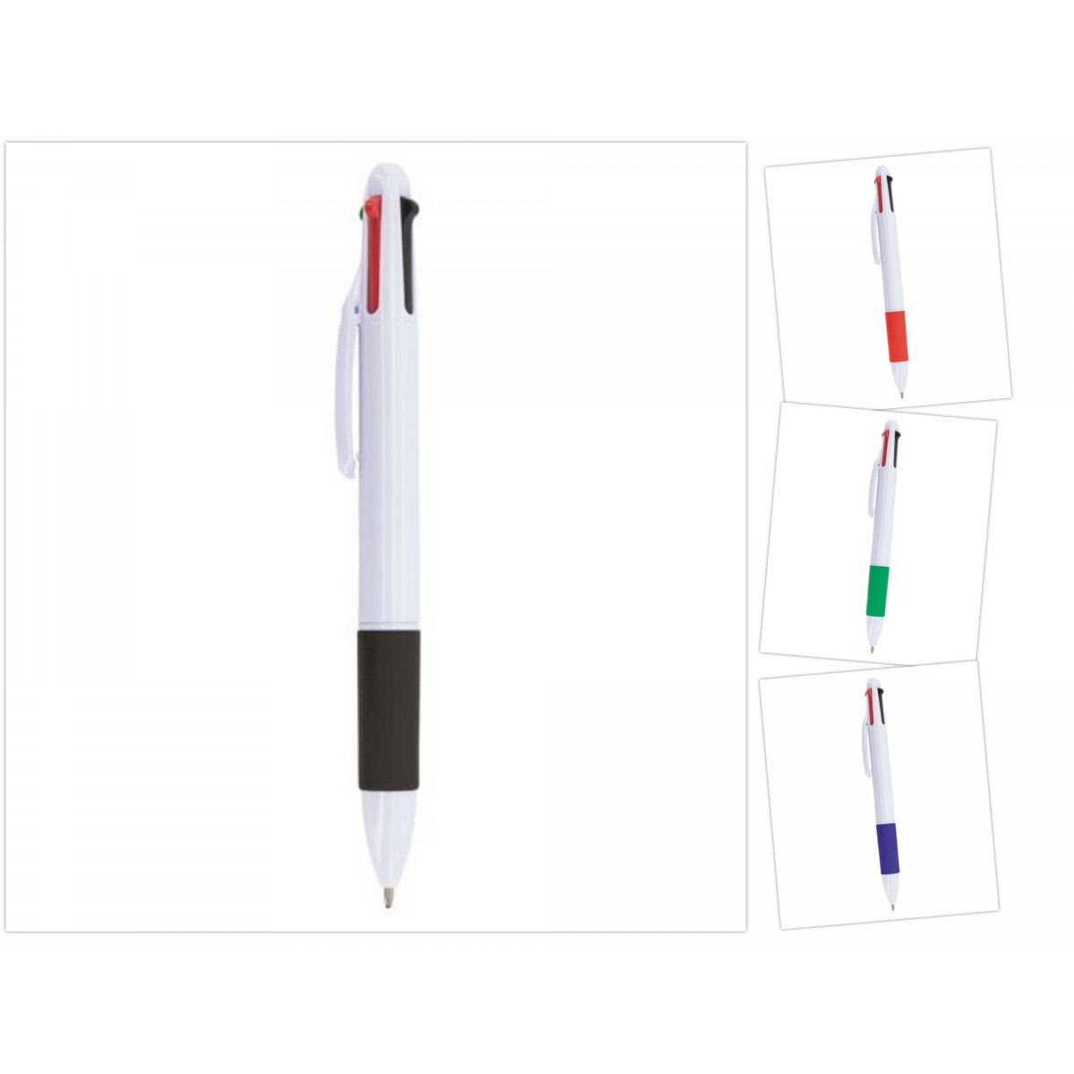 Stylos avec 4 encres de couleur noire, rouge, bleue et verte