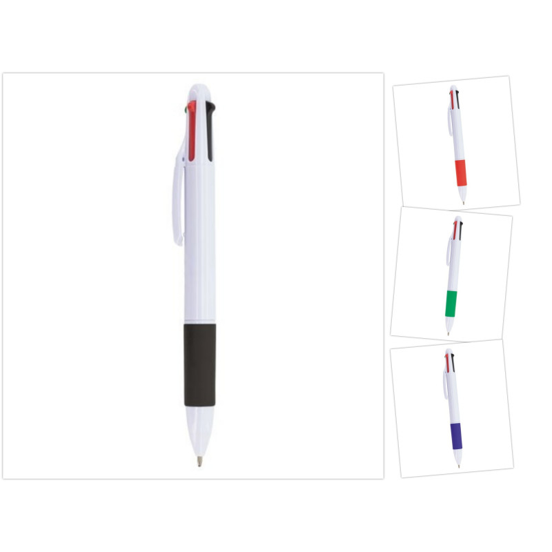 Stylos avec 4 encres de couleur noire, rouge, bleue et verte